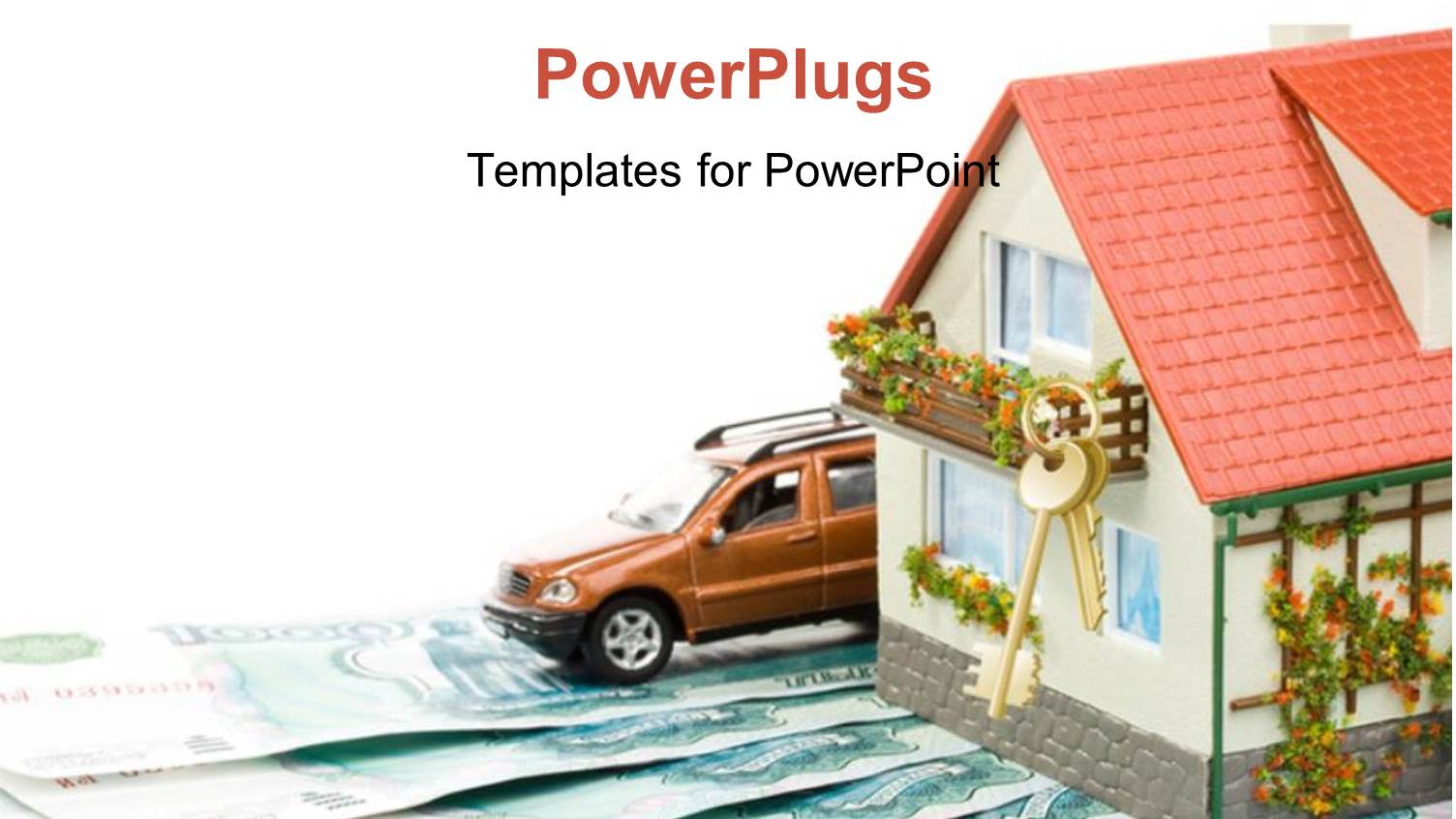 a Banglow with a Car and Place for Text