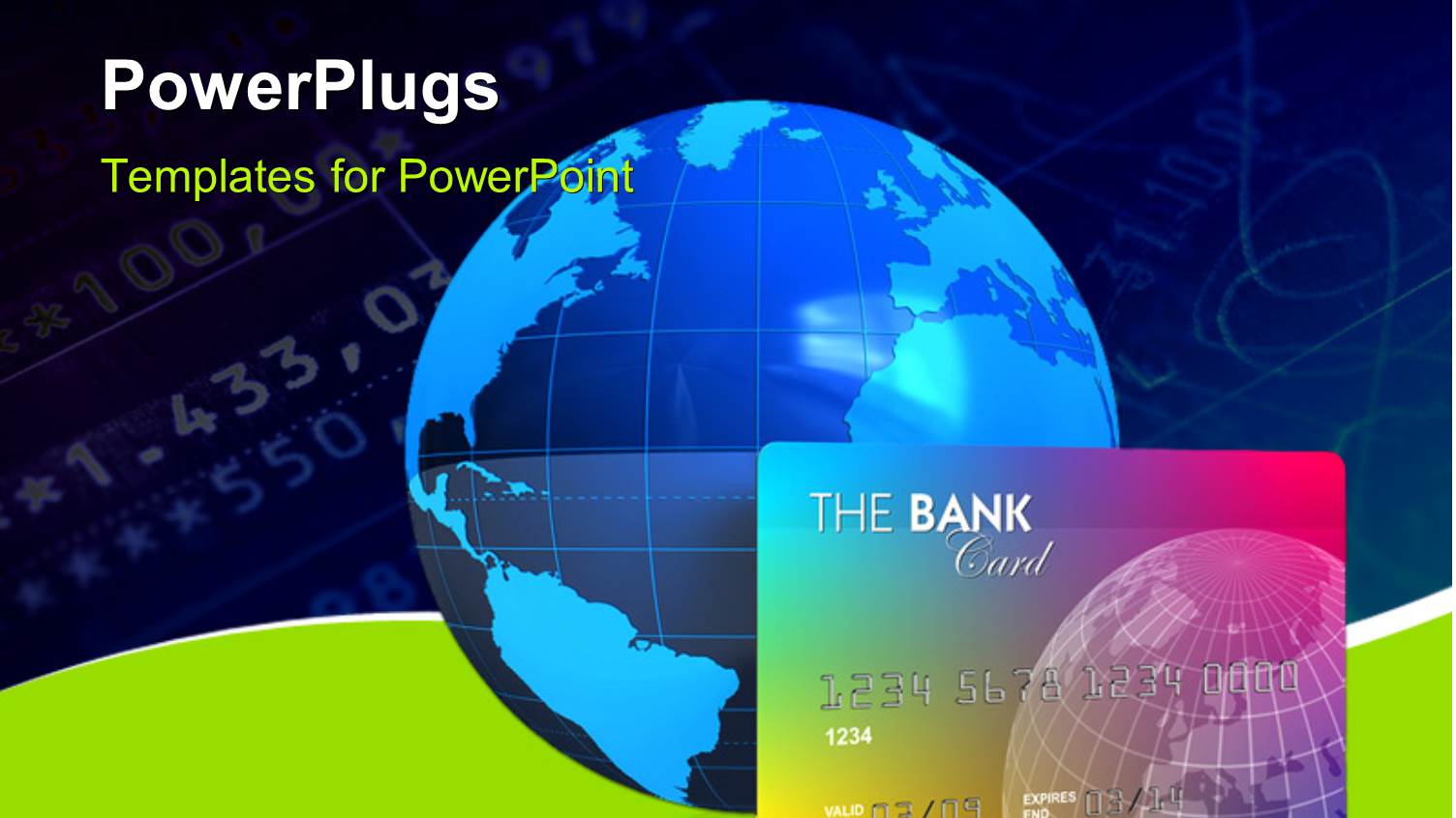 a Banking Concept, Credit Card with a 3D Globe and Blue Finance Background