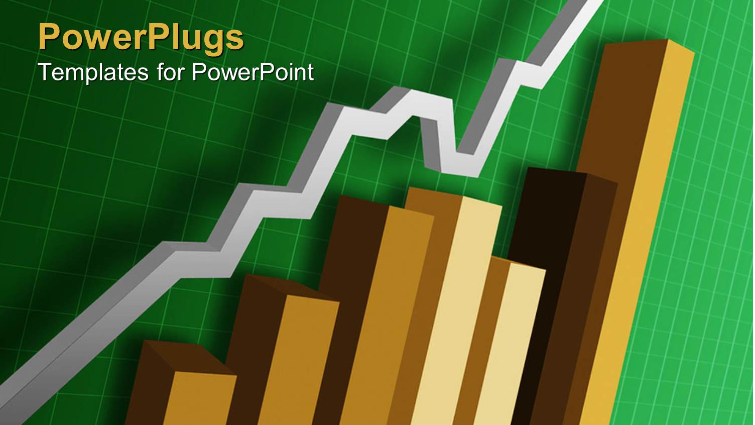 Bar Chart in Brown with Upward Pointing Silver Arrow