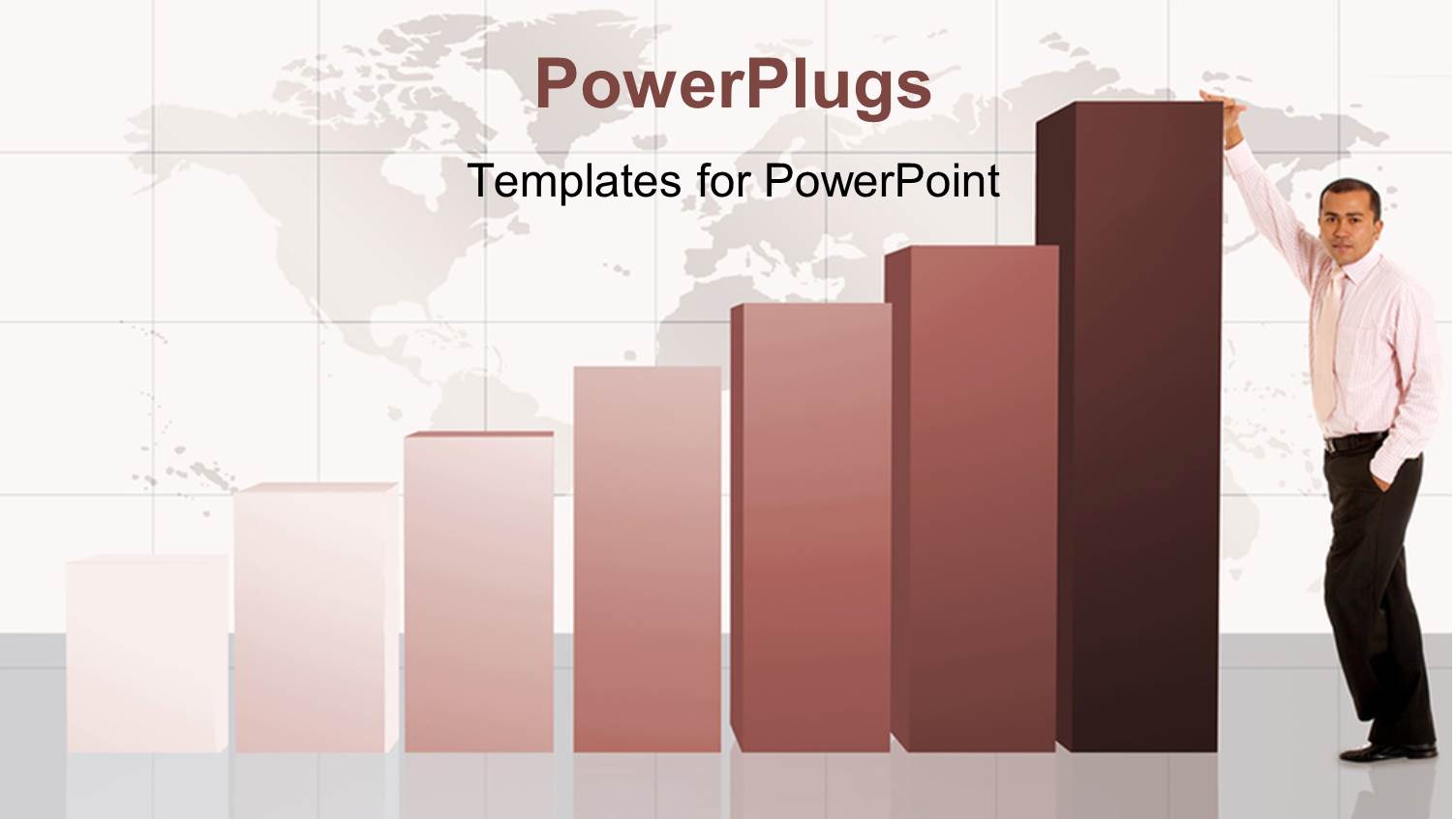 Bar Chart with Business Man Over World Map in Background