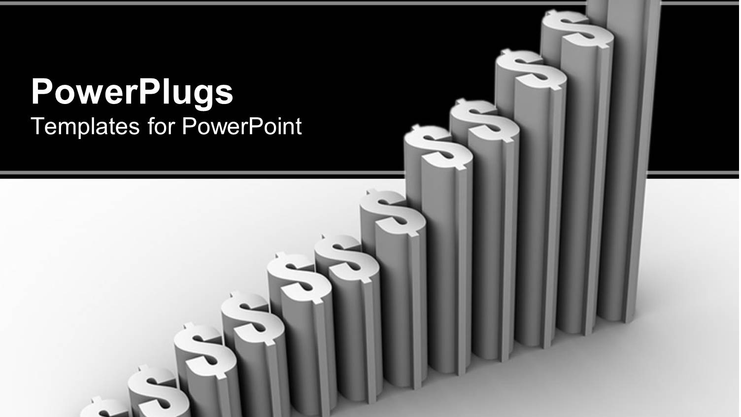 Bar Chart Made of Increasingly large Three Dimensional Dollar Signs