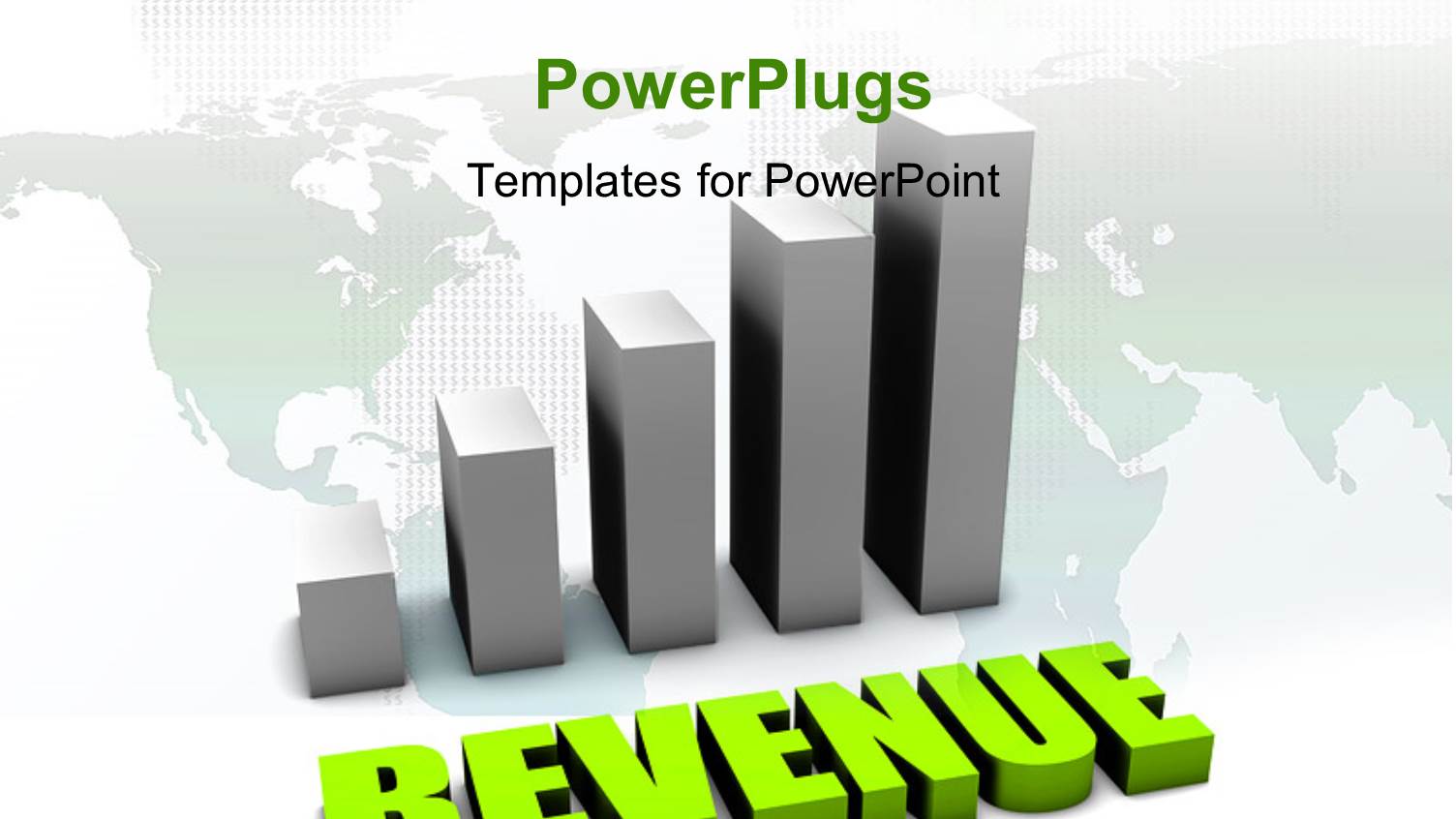 Bar Chart Over World Map with Green Rendering of Text REVENUE 