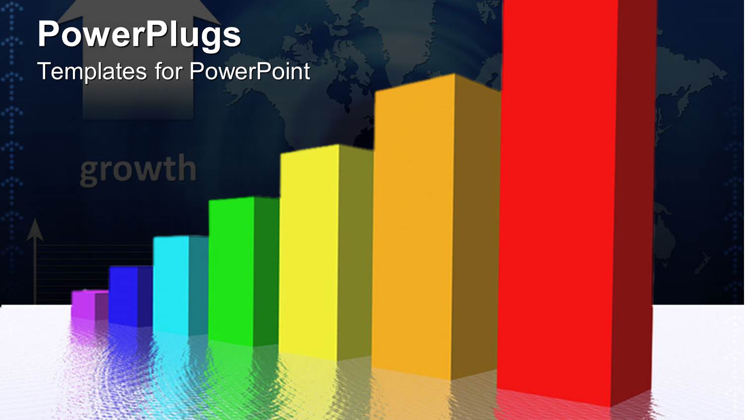 Bar Chart with Reflection, Growth Metaphor, World Map Background