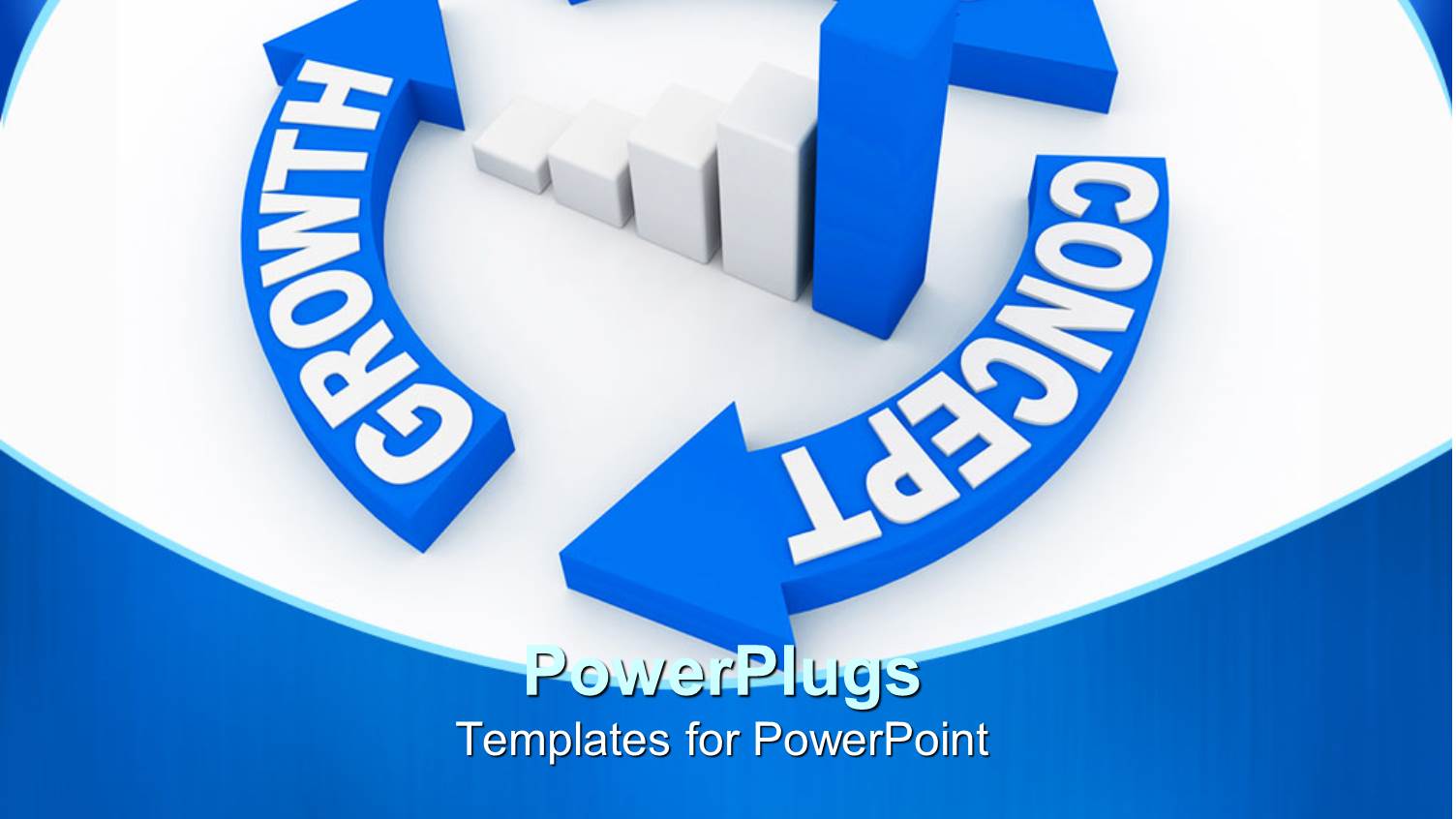 a Bar Chart and Three Curved Arrows with Text that Spell Out some Words