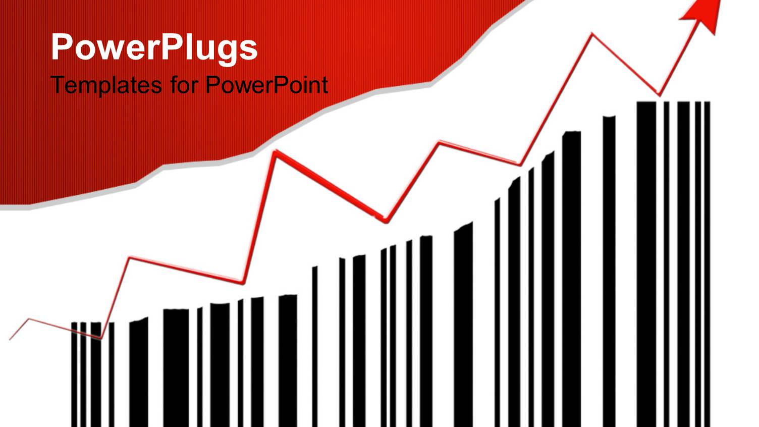 Bar Code with Red Arrow Showing Upward Sales Growth Against White Background