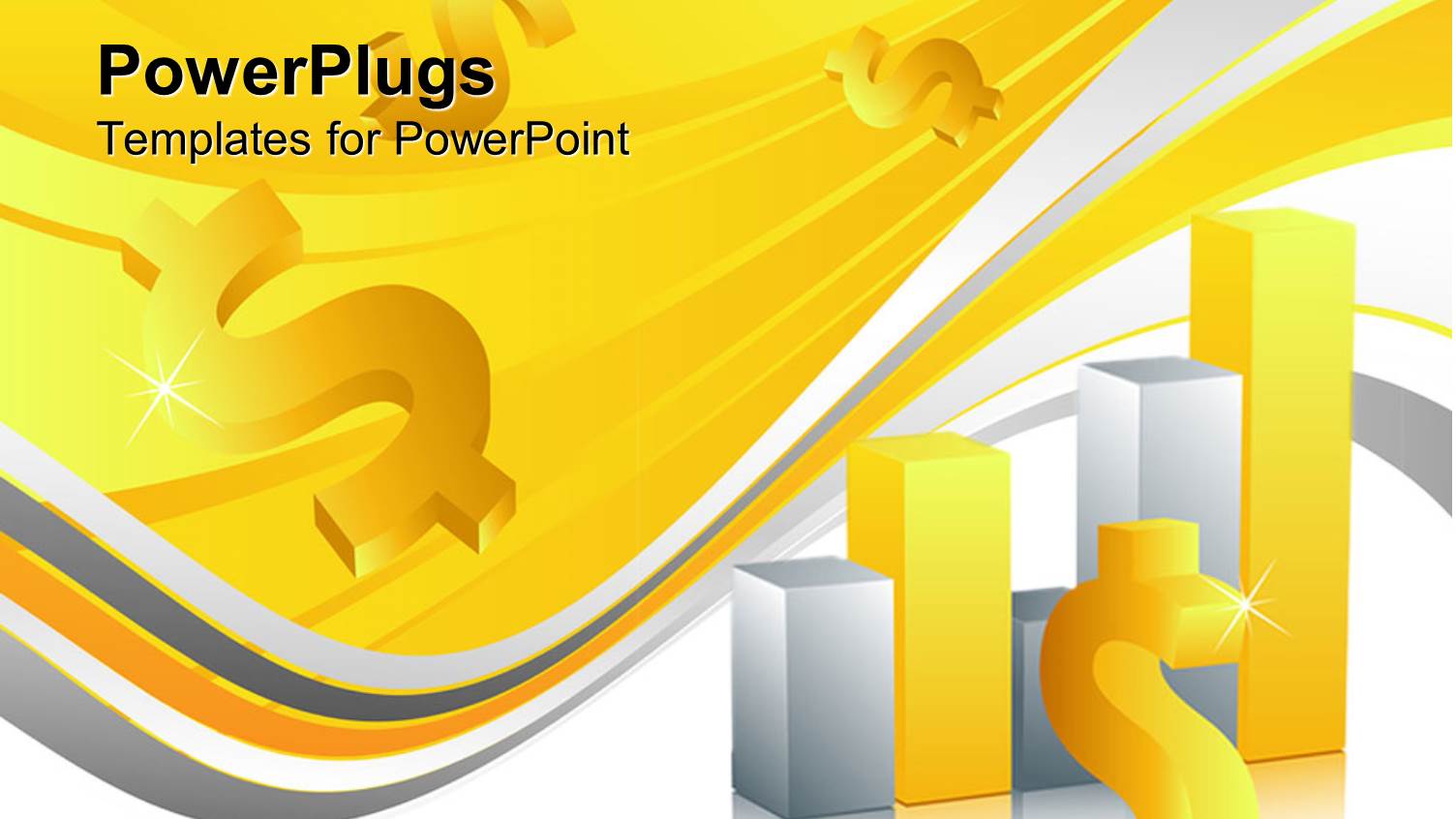 Bar Graph and Dollar Signs, Yellow, Silver, White