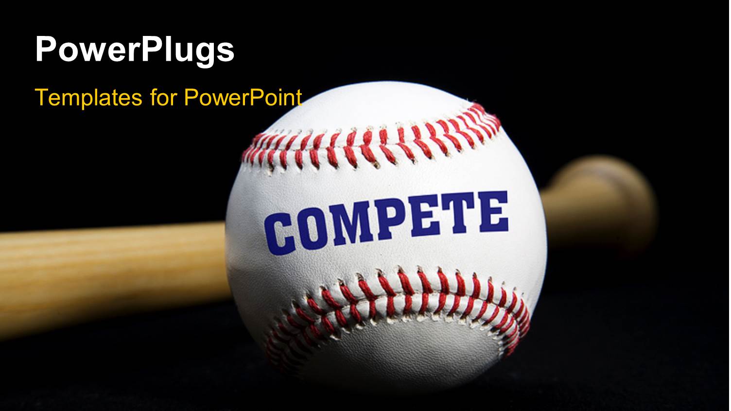 a Baseball Bat and a Ball with Blackish Background and Place for Text