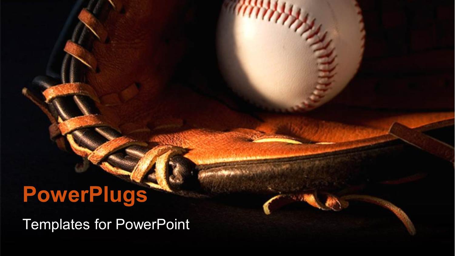 a Baseball and Glove with Blackish Background and Place for Text