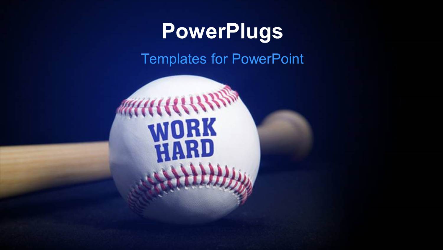 Baseball with Text WORK HARD Over Blue and Black Background 