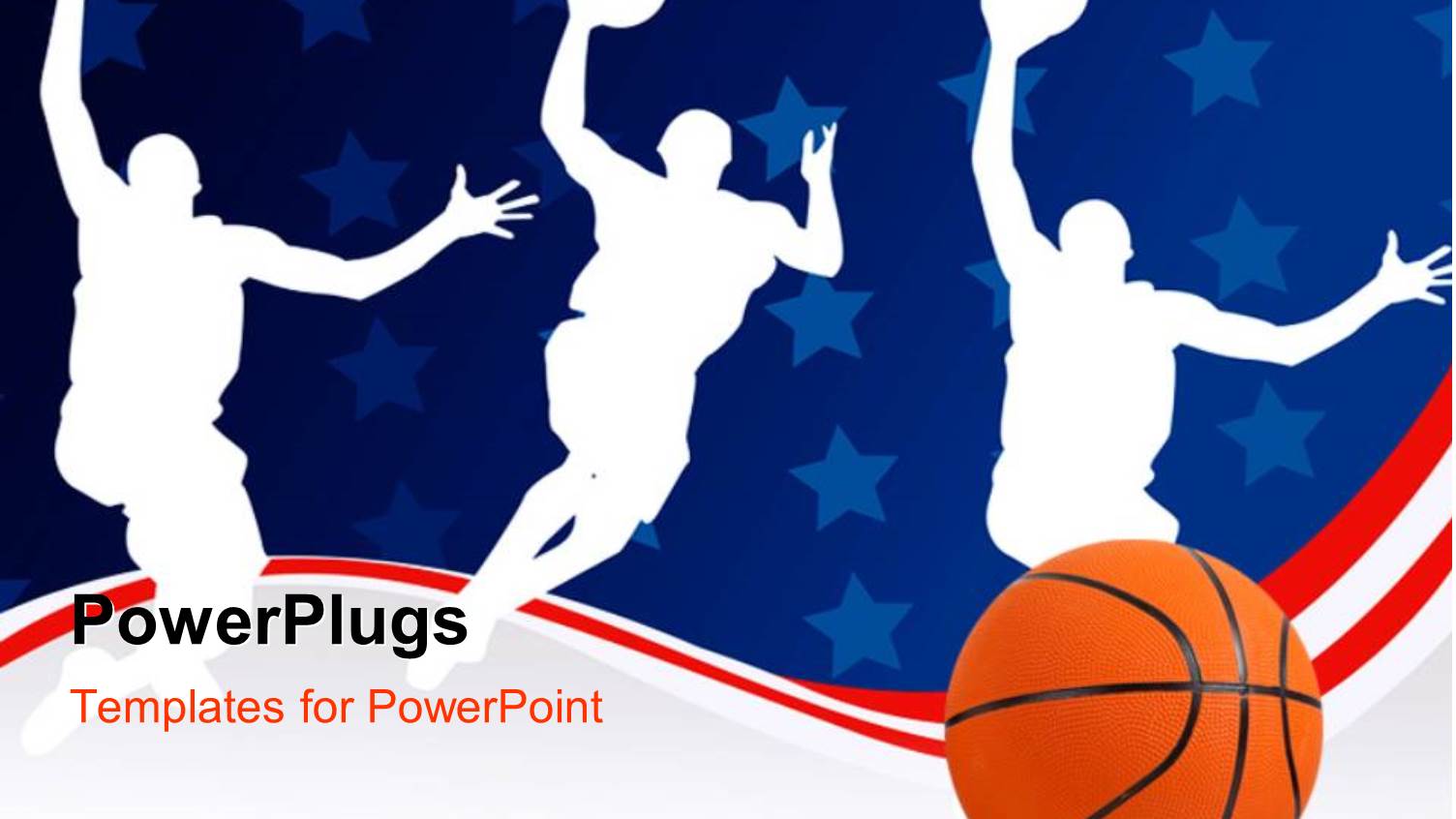 Basketball with Silhouette of Basket Players on Abstract Background with Stars