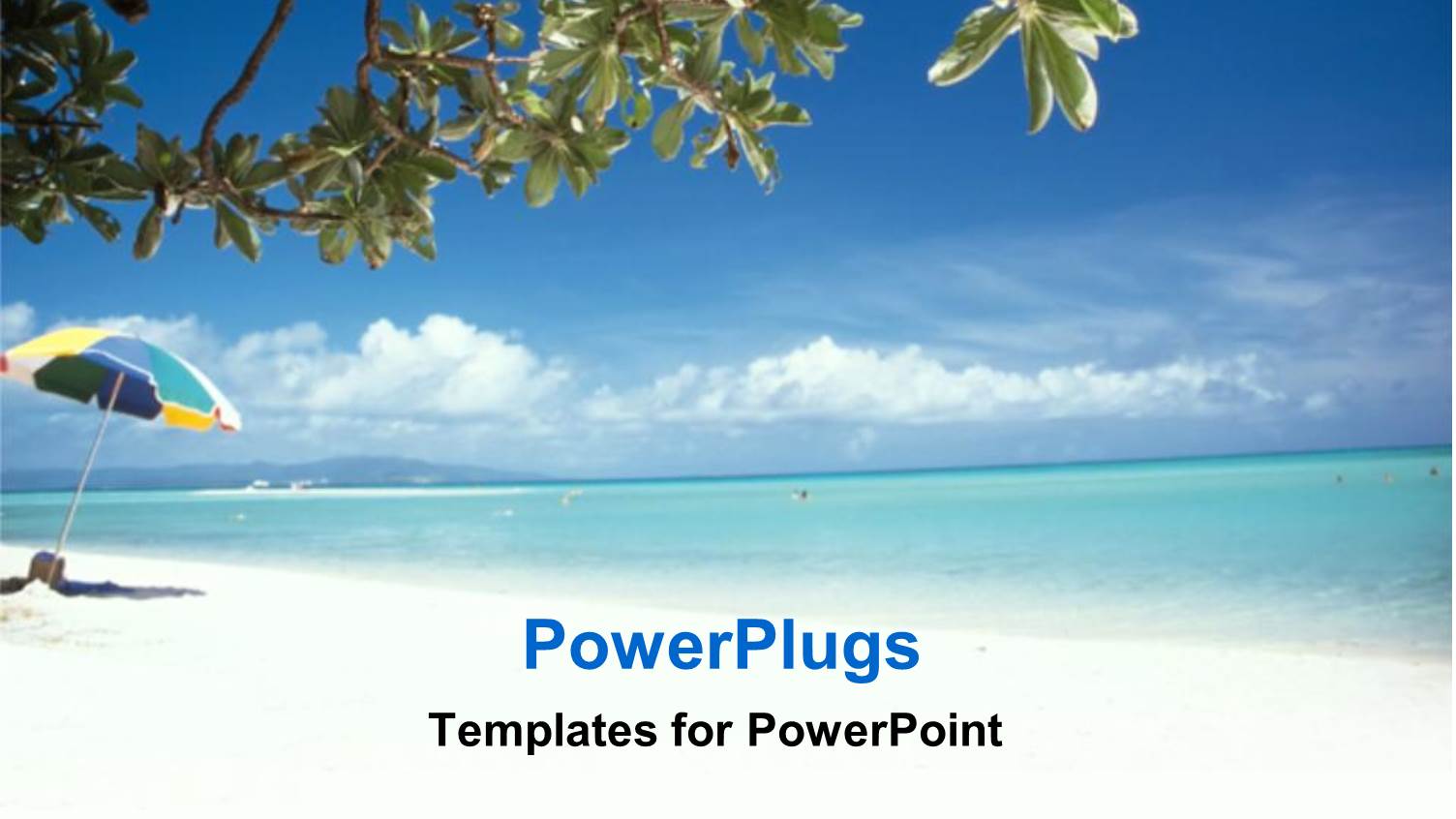 Beach Umbrella, Tree, Ocean, Blue Sky