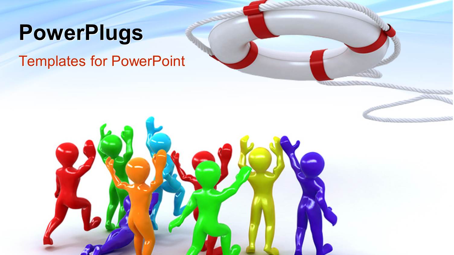 Beautiful 3D Depiction of Group of People and Lifebuoy