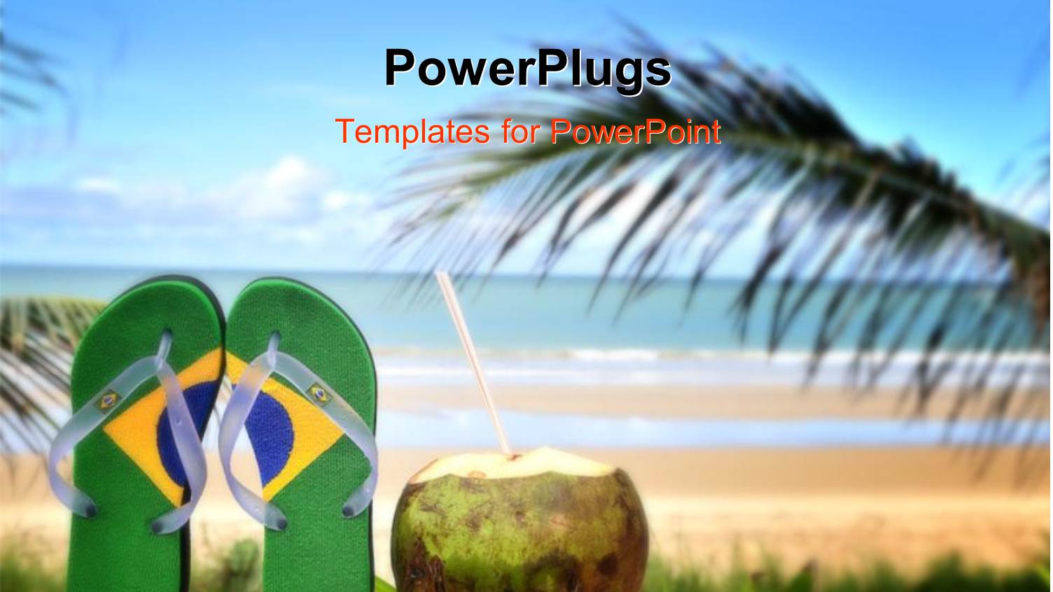 Beautiful Brazilian Beach with Straw Out of Coconut and Palms