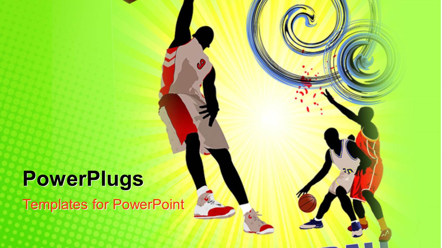 Beautiful Colored Basketball Flyer with Player Jumping to Basket
