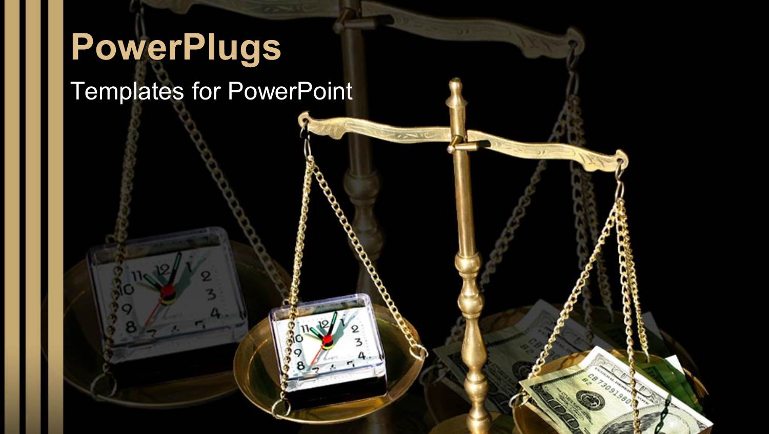 a Beautiful Depiction of a Balance Scale with Money and Clock
