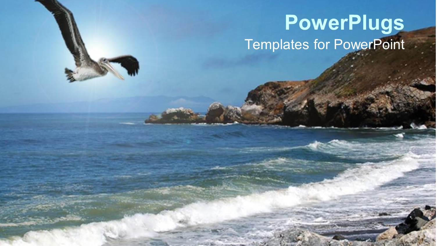 Beautiful Depiction of a Bird, Mountain and Water Side