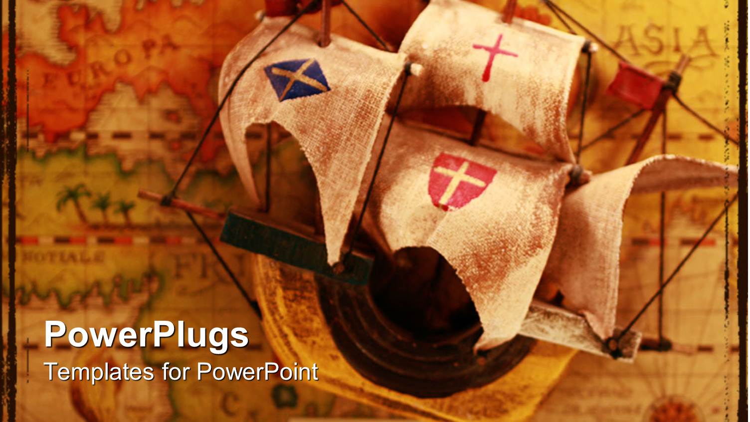 a Beautiful Depiction of a Boat and a Map in the Background