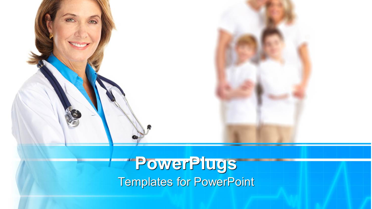 a Beautiful Depiction of a Doctor Ad a Healthy Family in the Background