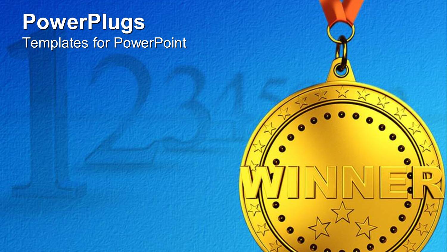 a Beautiful Depiction  of a Winner Medal with Bluish Background