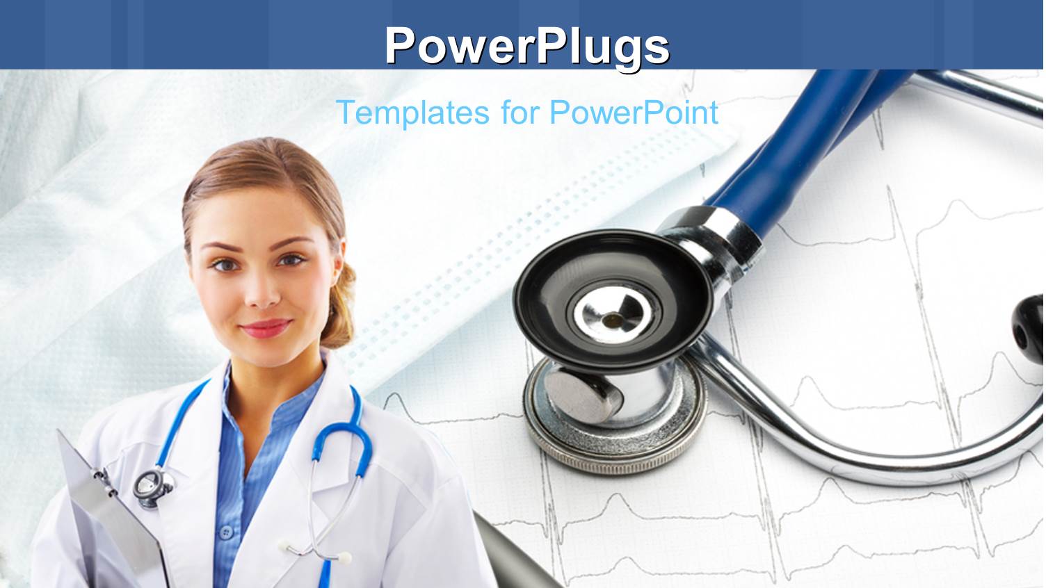 Beautiful Female Doctor with Stethoscope across Neck and Medical Notes