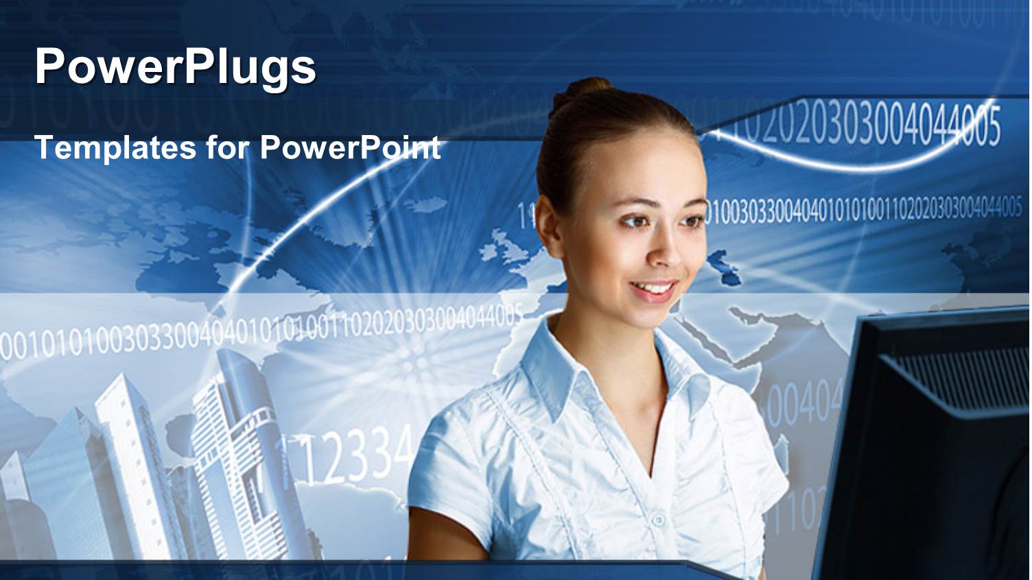 a Beautiful Girl with Bluish Background and Place for Text