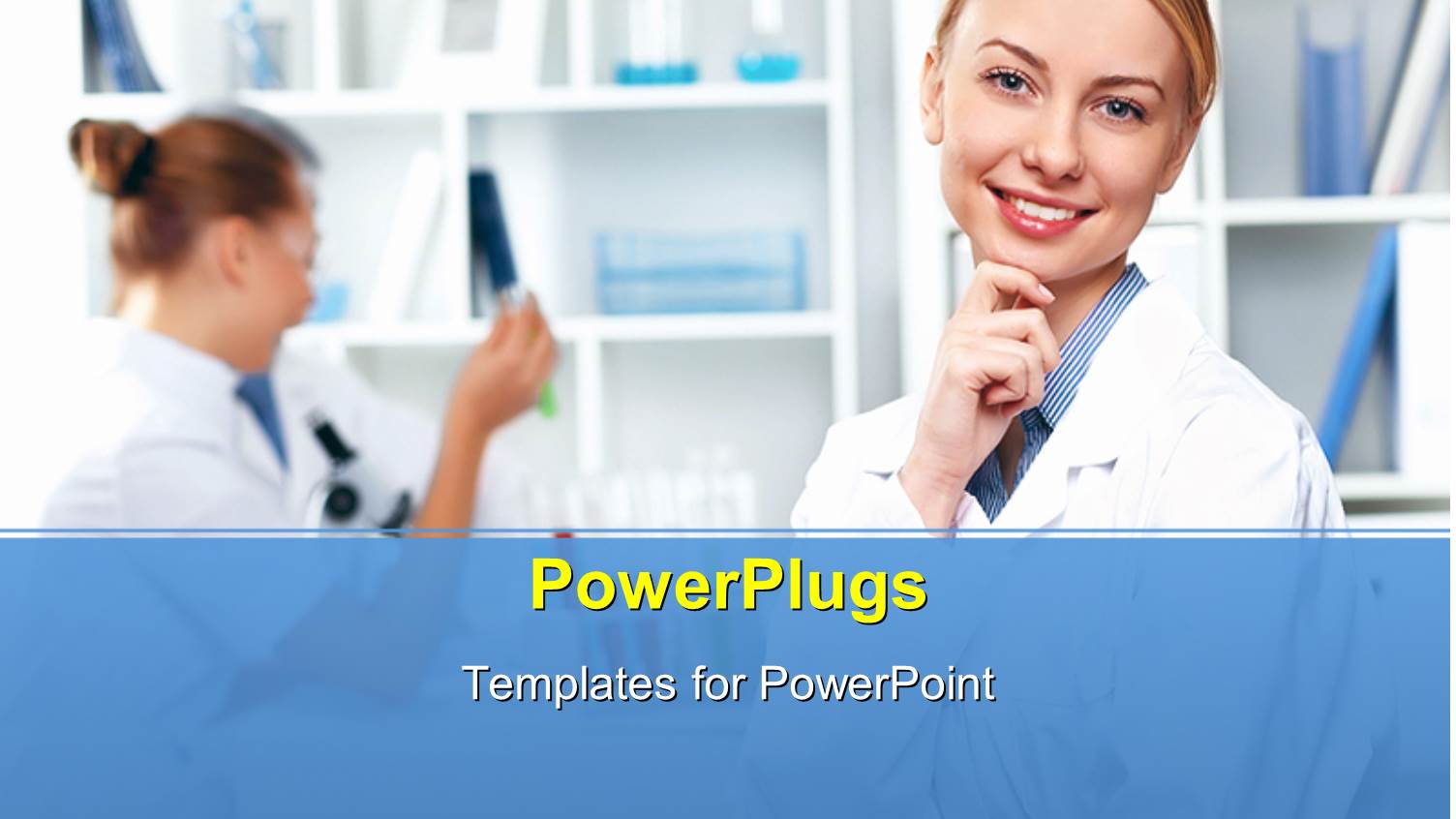 a Beautiful Girl with a Laboratory in the Background