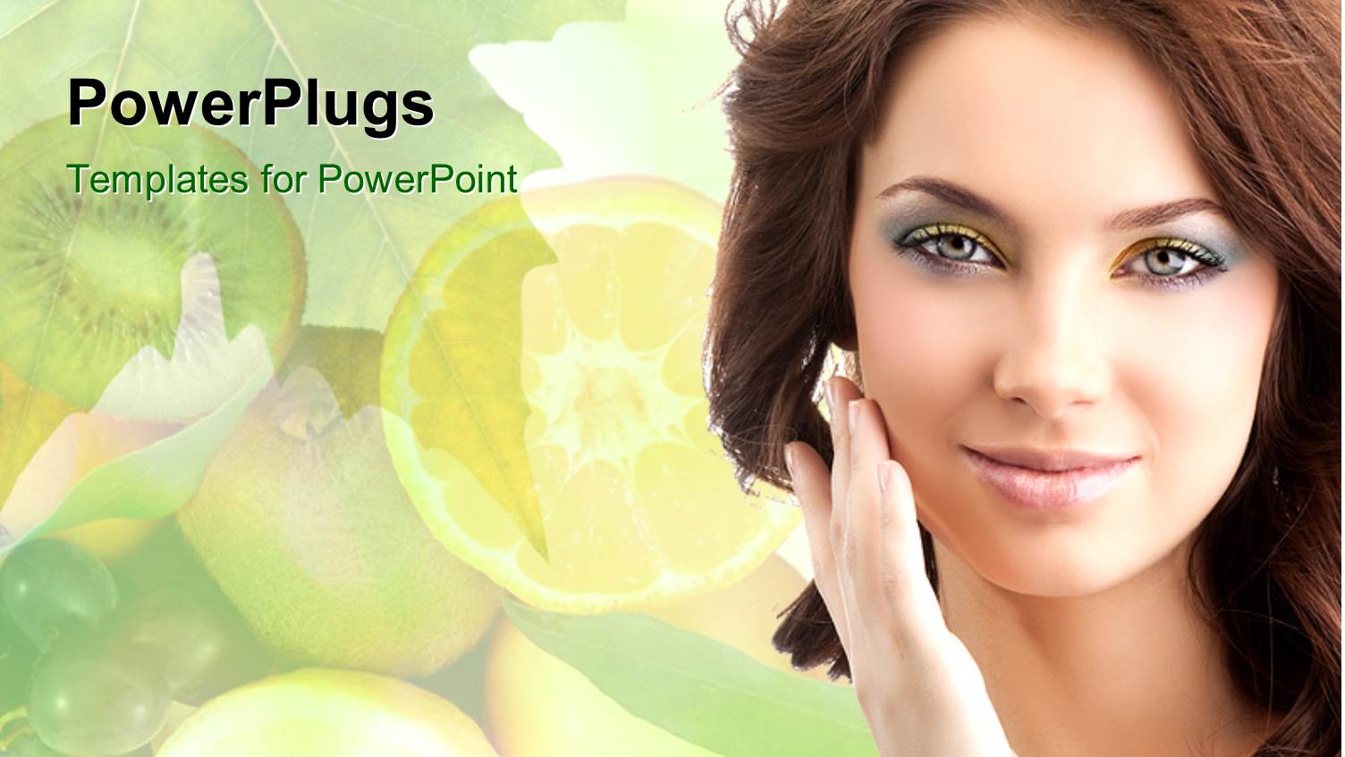 a Beautiful Girl with a Number of Fruits in the Background