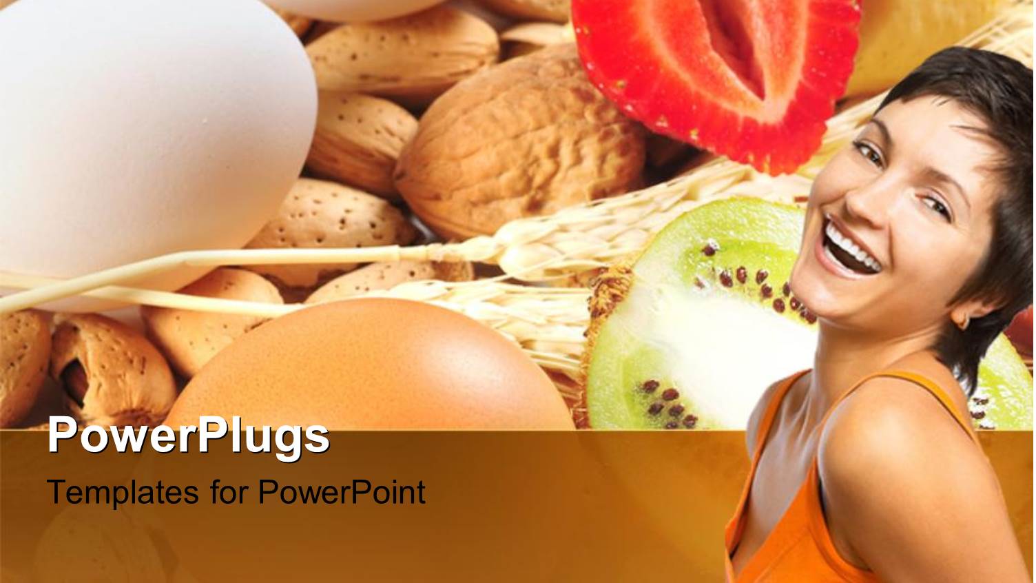 a Beautiful Girl with a Number of Vegtables and Eggs in the Background