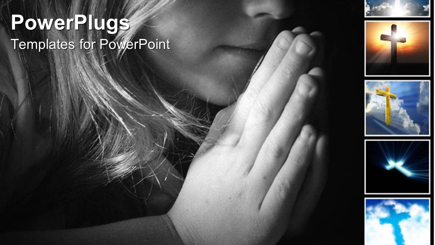 a Beautiful Girl Praying with Black Background