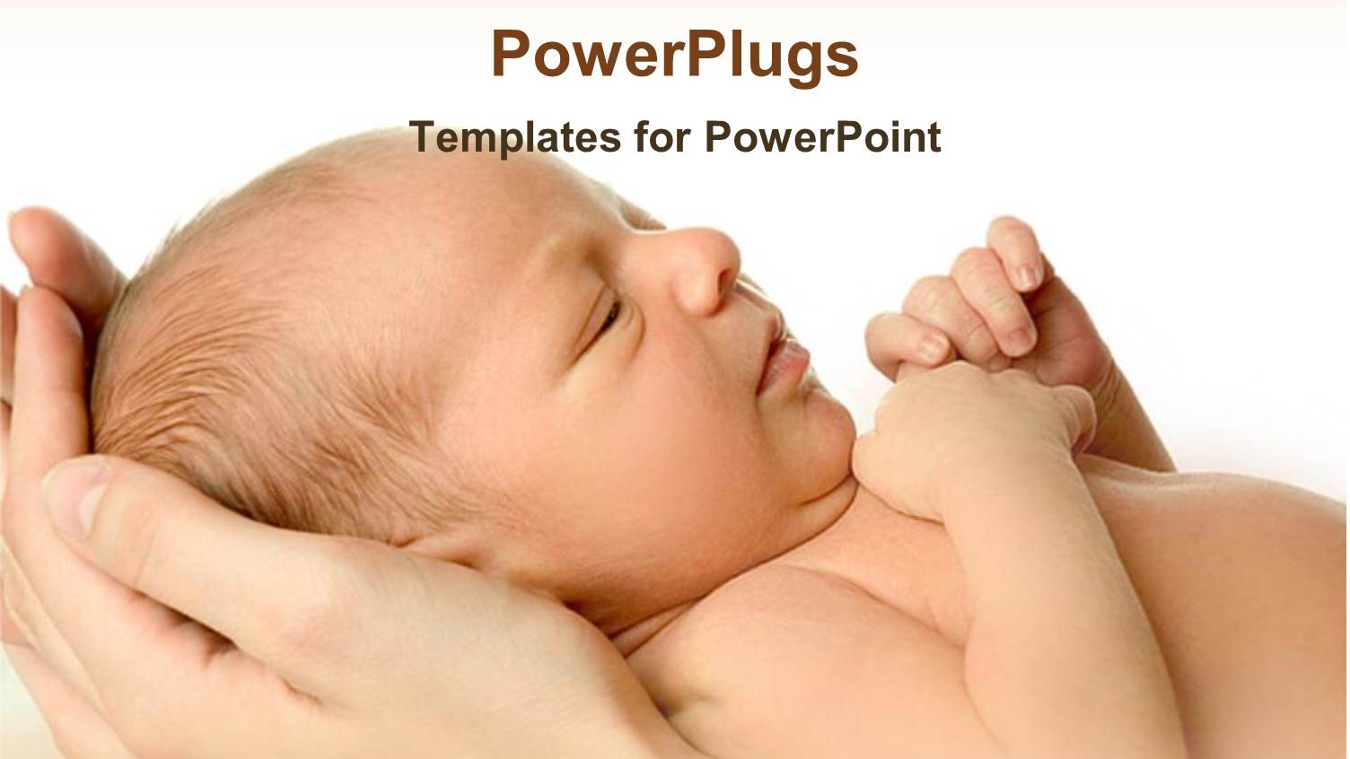 Beautiful New Born Baby in Mothers Hands on White Background 