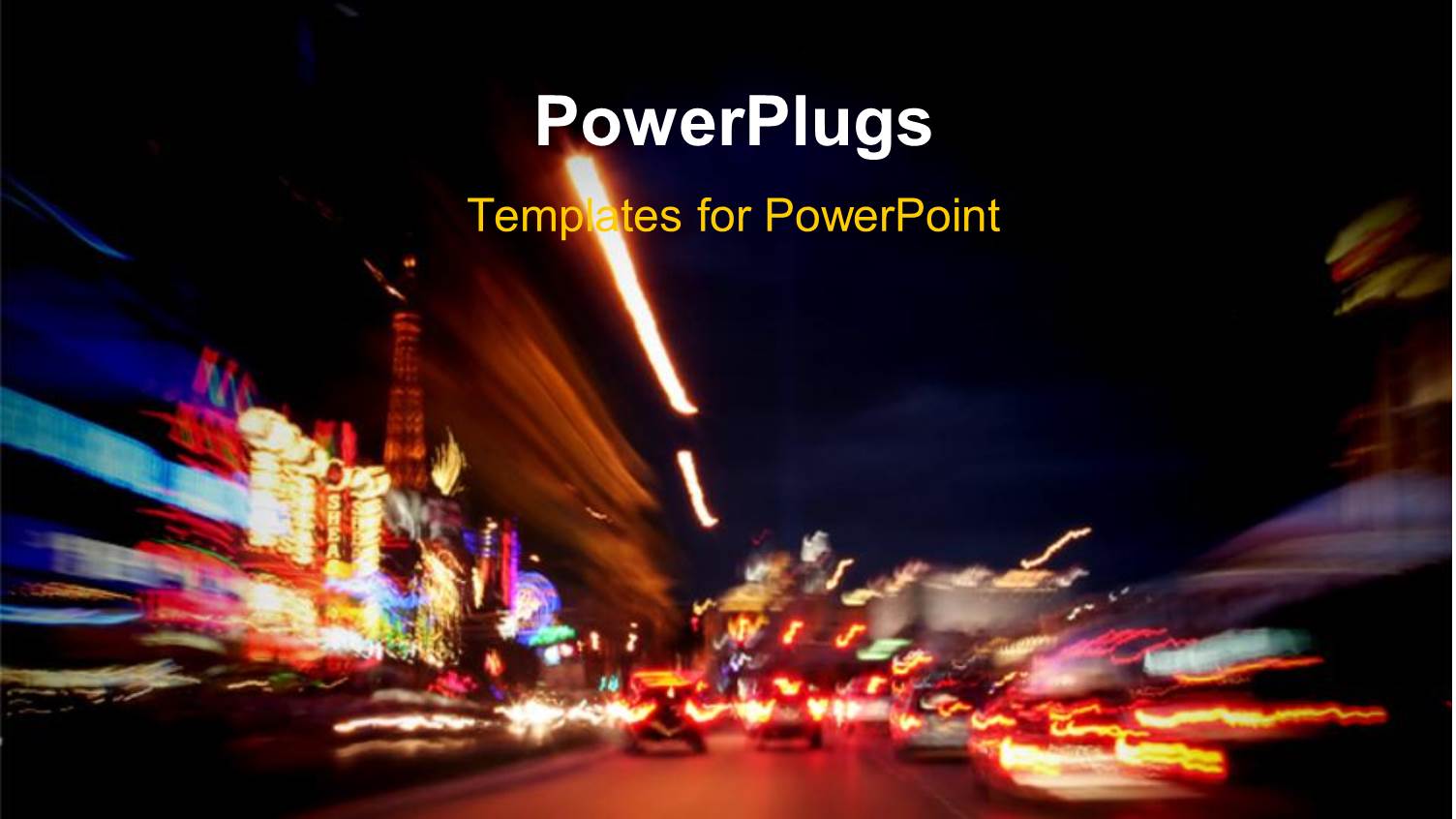 Beautiful Night View of Las Vegas Strip with Lights and Cars