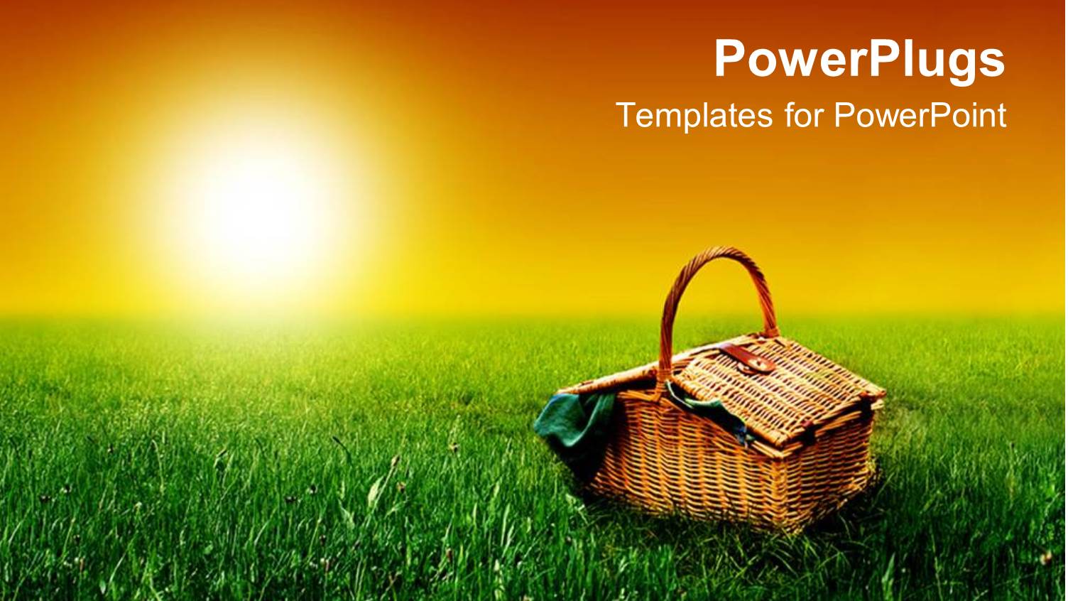 a Beautiful Sunny Day with a Basket on the Ground and Sun in the Background