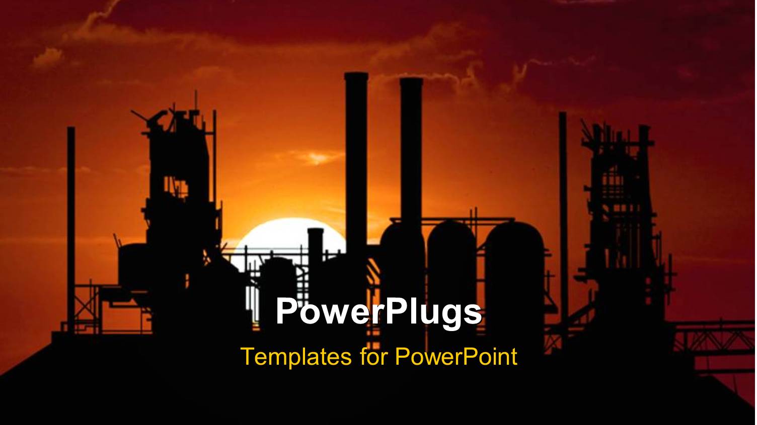 Beautiful Sunset on Horizon with Industrial Plant and Cloudy Sky