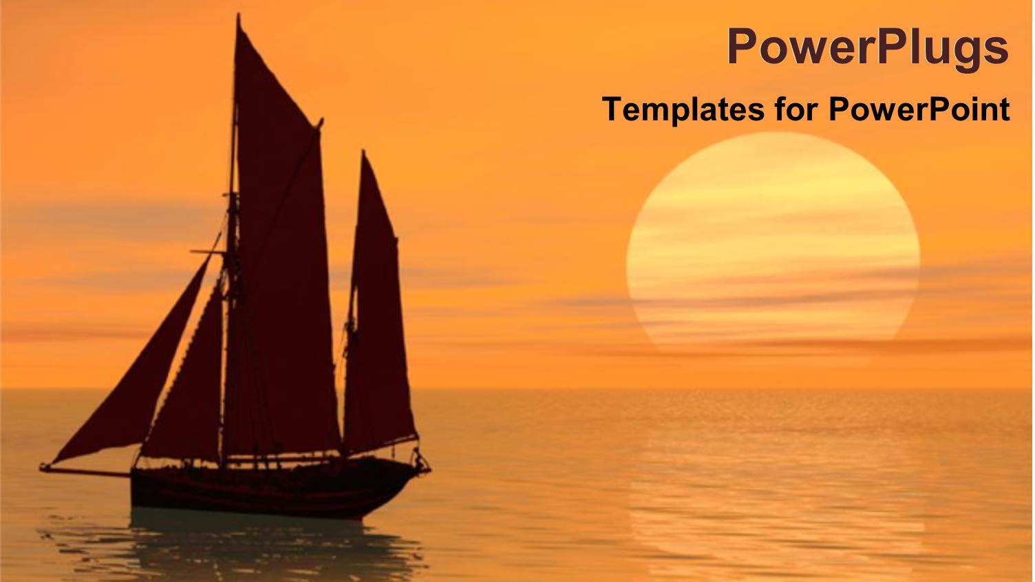 Beautiful Sunset Over Boat with High Sail on Sea