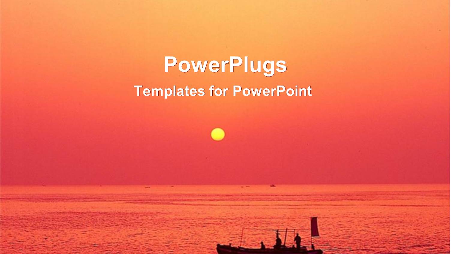 Beautiful Sunset Over Sea with Men in little Boat Sailing