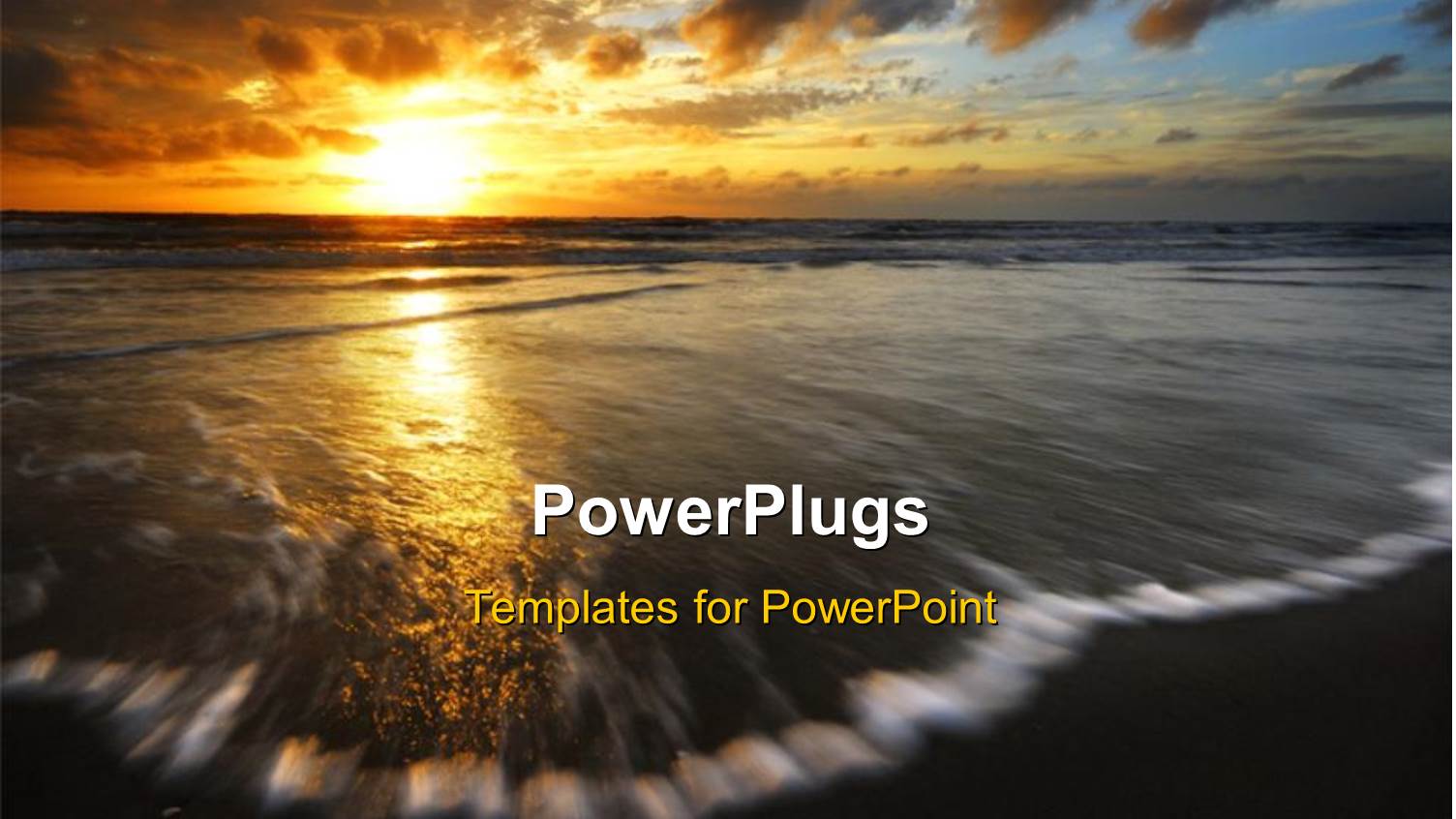 Beautiful Sunset Over Sea Waves Moving Toward the Beach