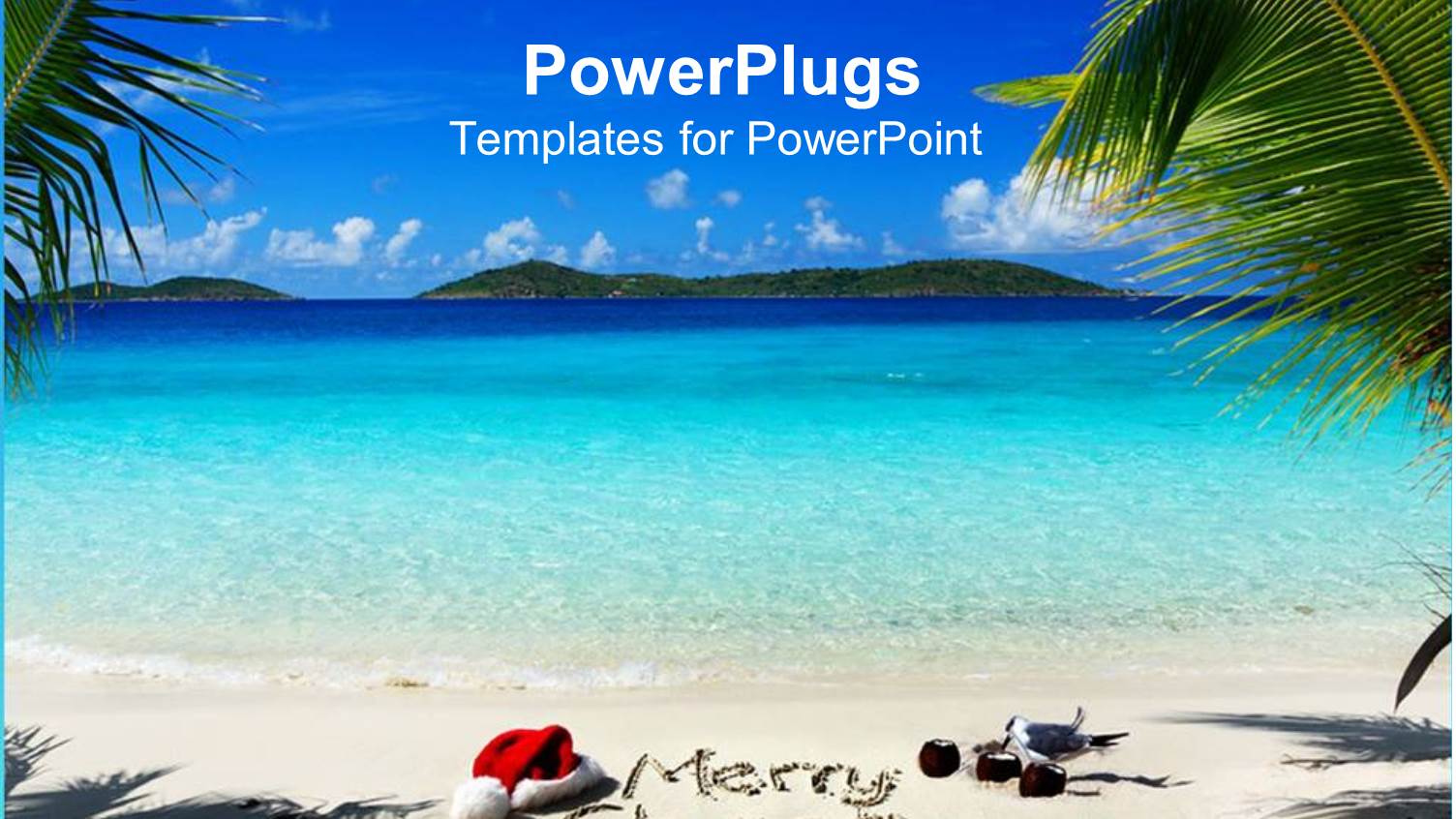 Beautiful View of a Beach with a Merry Christmas Text