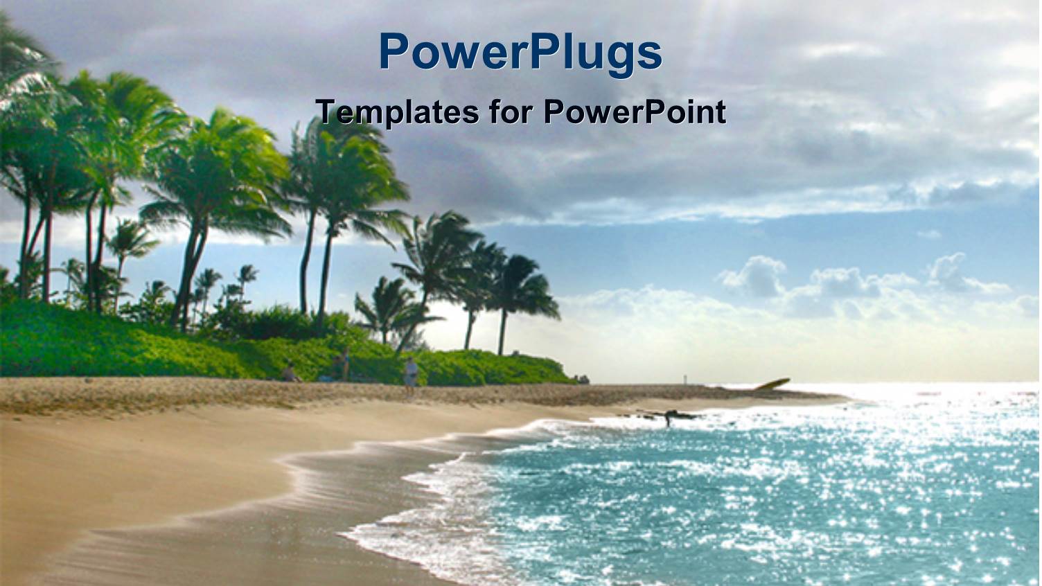 Beautiful View of Beach with Palms and Sea Wave Over Beach Sand