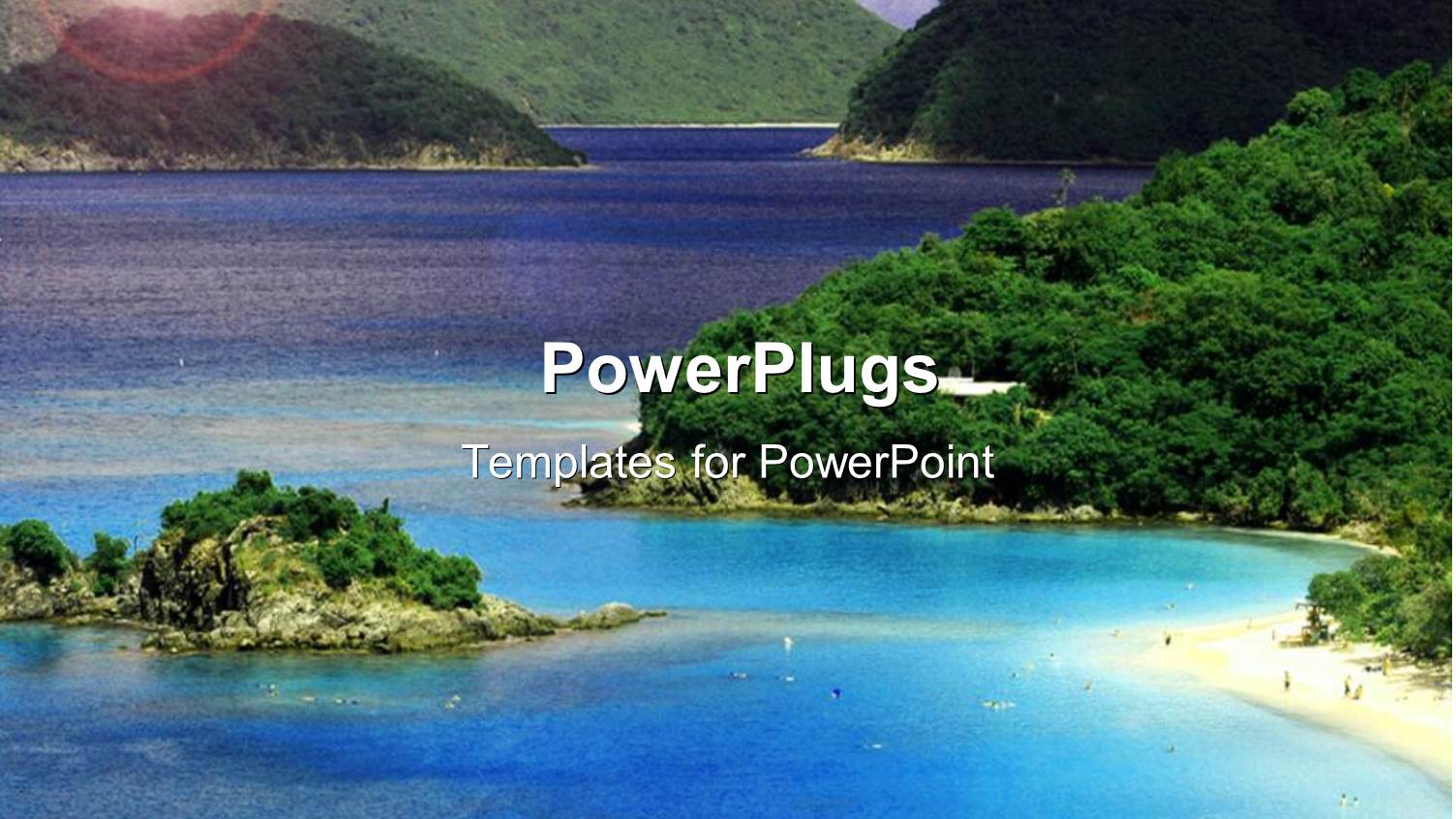 Beautiful View of Trunk Bay Beach with People in Holiday