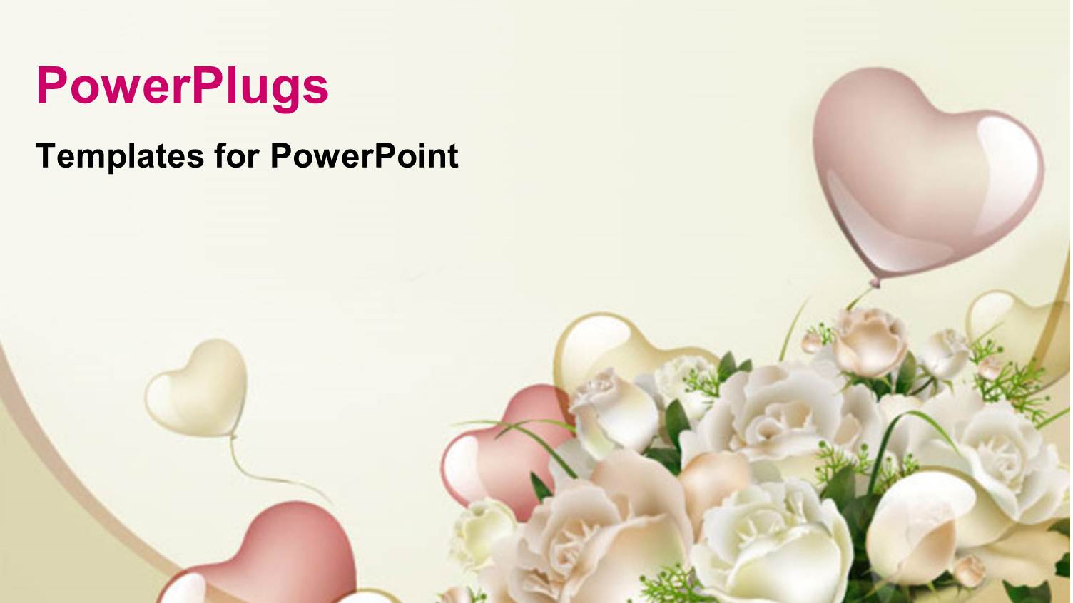 Beautiful Wedding Background with Heart Shape Balloons and White Roses