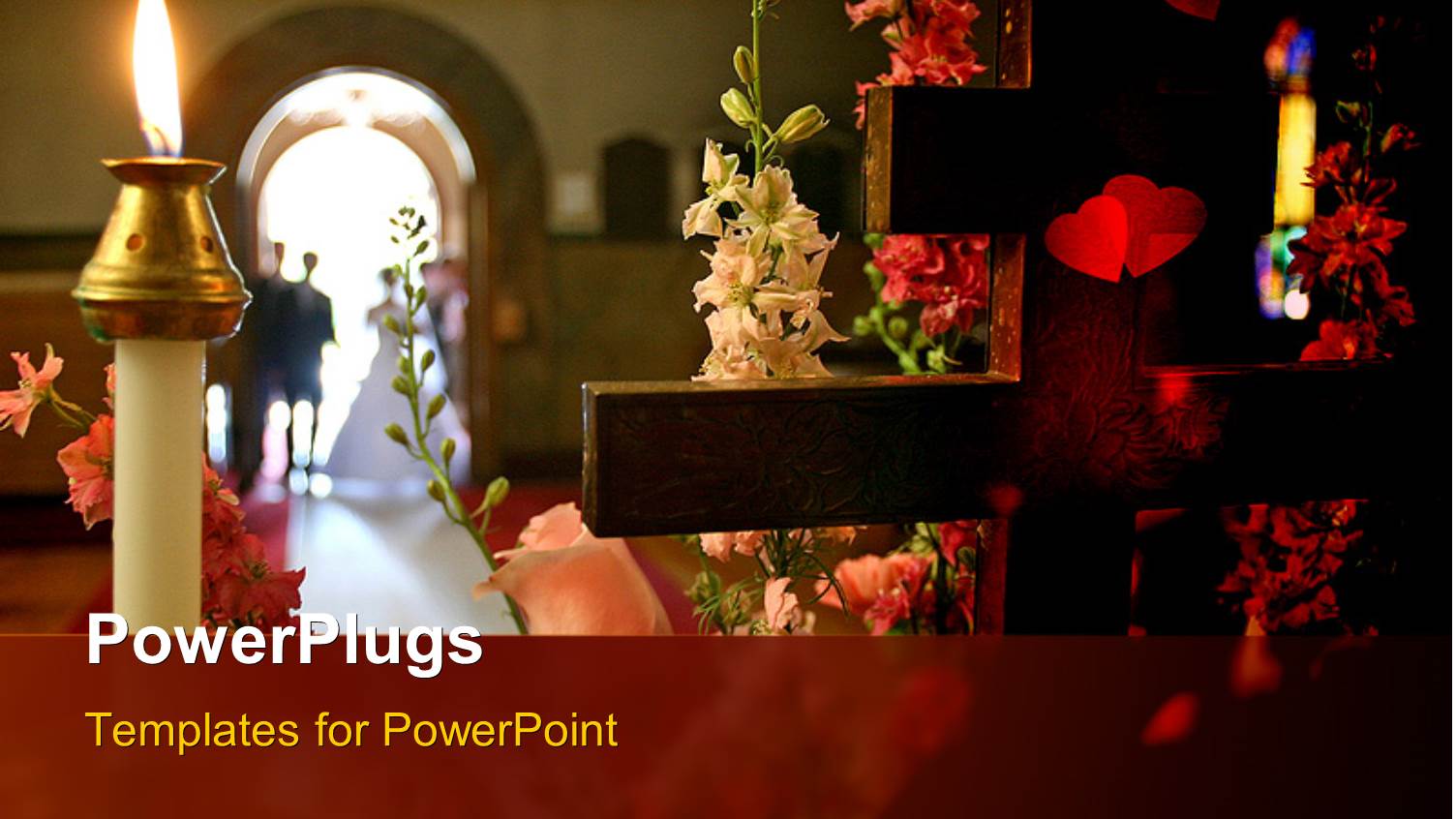 Beautiful Wedding Concept with Crucifix and Lighted Candle