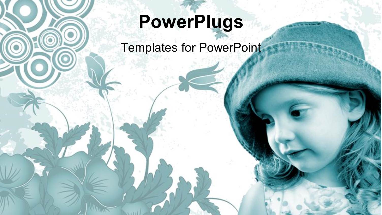 Beautiful Young with Straight Face and Hat on with Abstract Floral Background