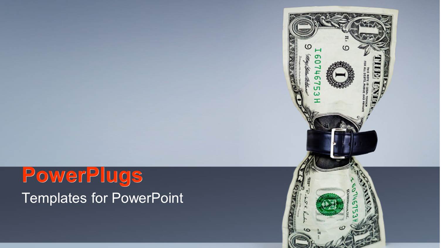 Belt Fastened Around One Dollar Bill on Grey Background