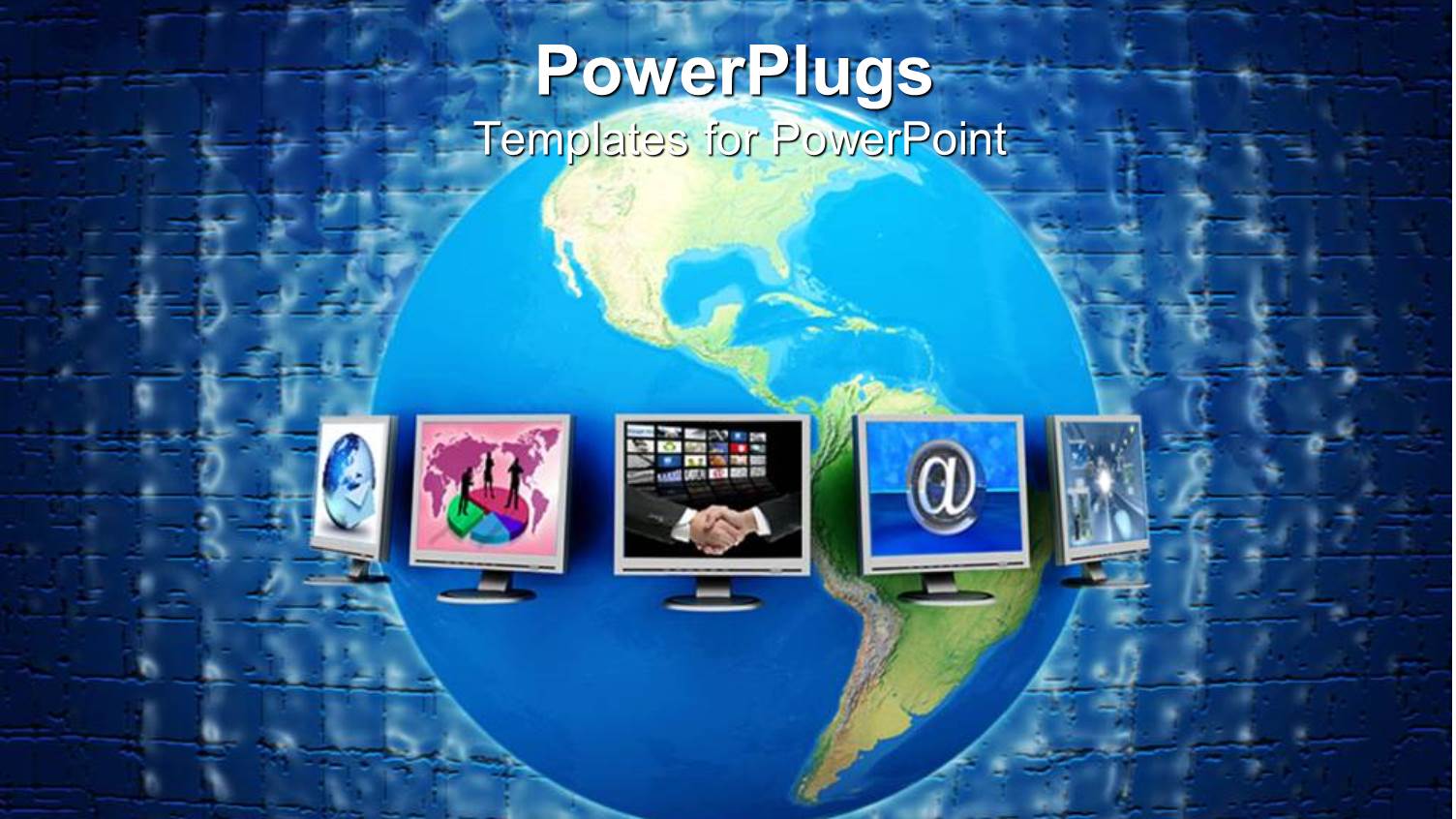 big Blue Earth Globe with Lots of Computers Orbiting it