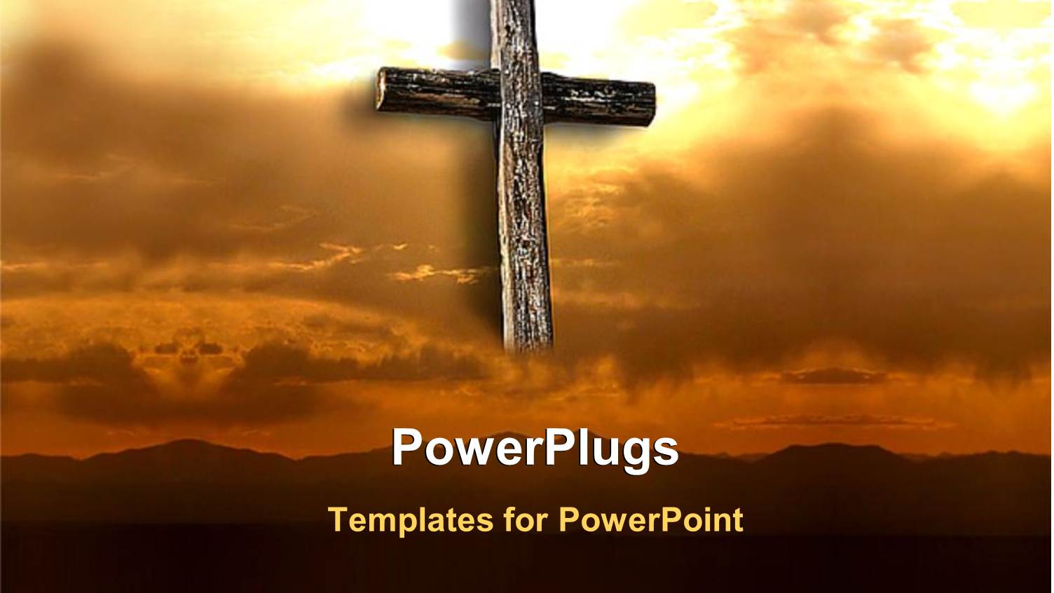 big Cross in Orange Sunset Sky Clouds Holy Bible