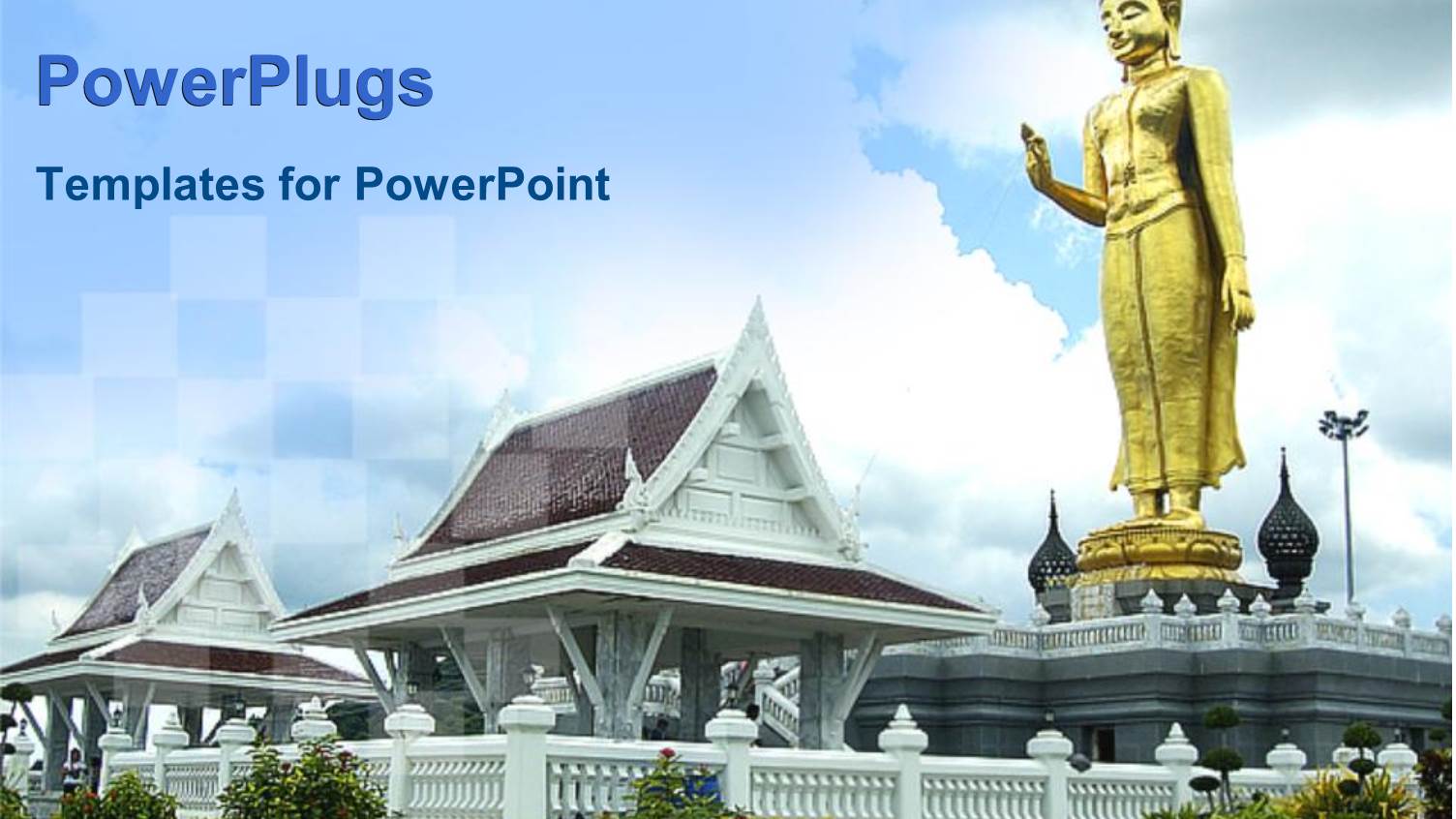 a big Gold Colored Statue of Buddha on a House