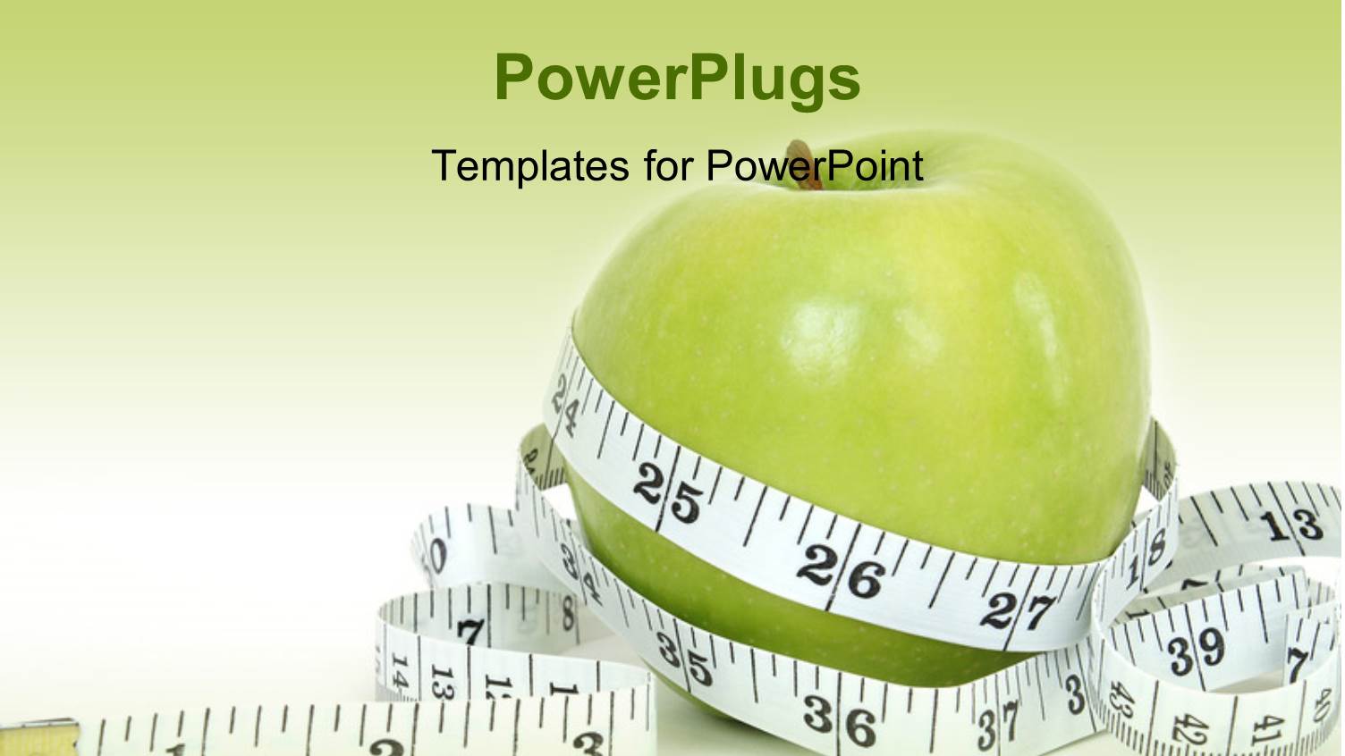 a big Green Apple Wrapped Round with a Measuring Tape