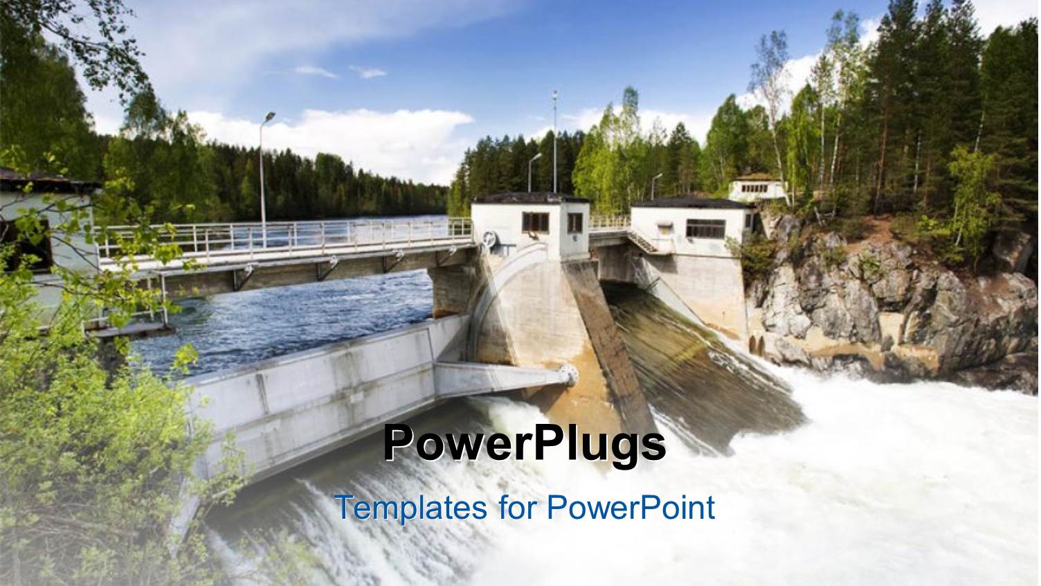 a big Hydro Electric Power Dam with Trees Around