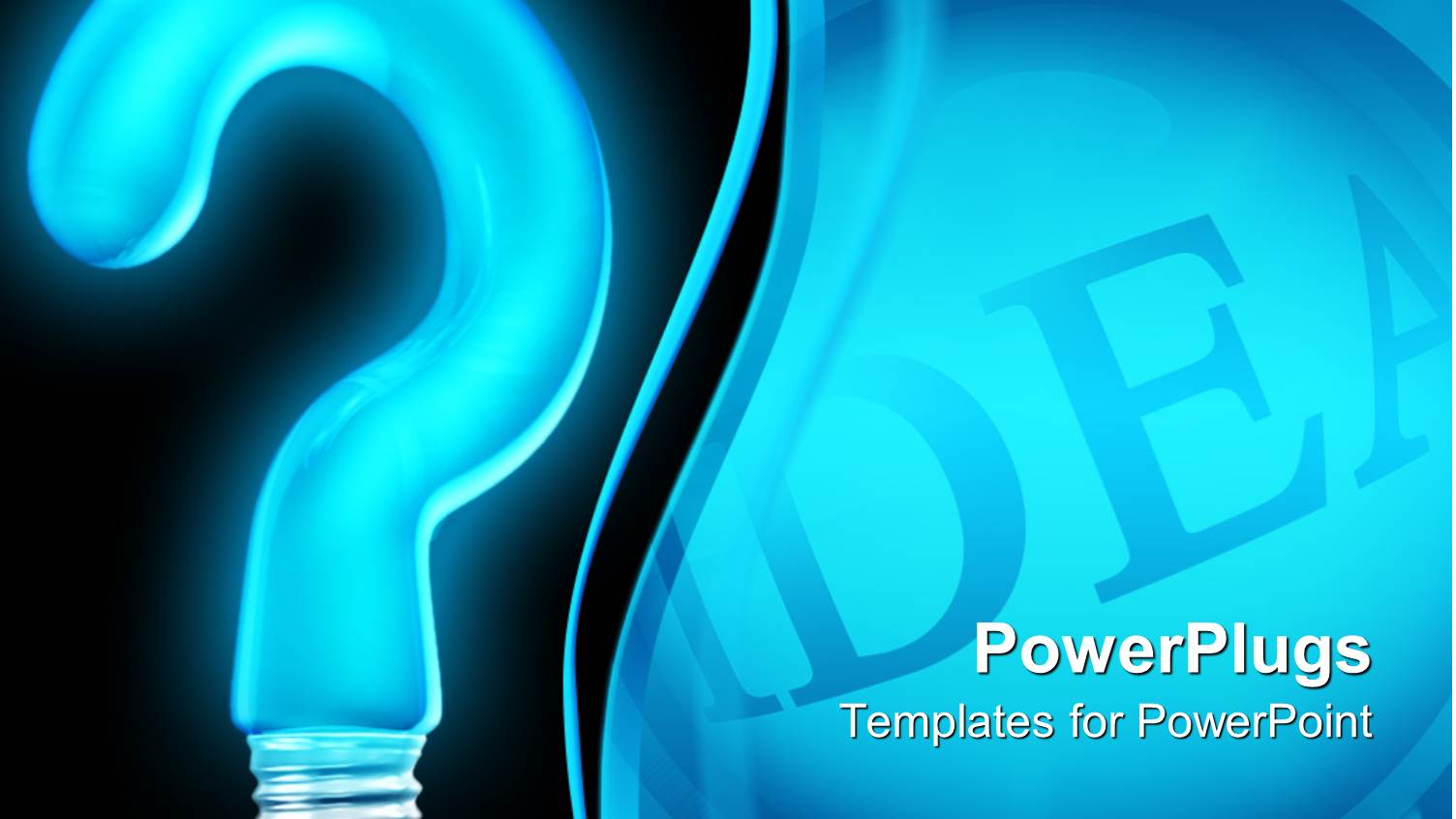 big Neon Blue Colored Question Mark Bulb on a Blue Background