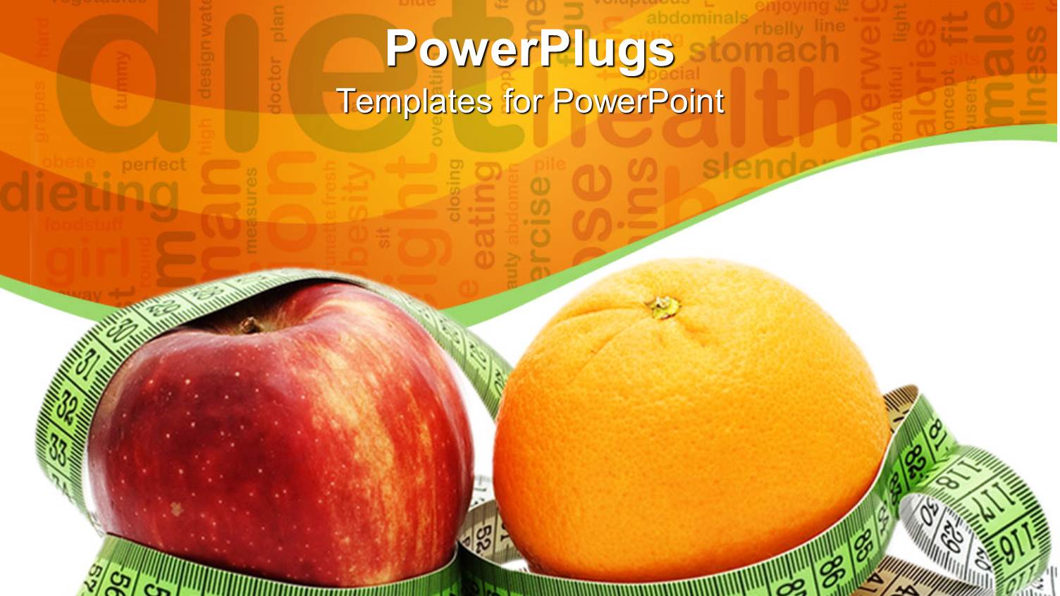 big Red Apple and an Orange with a Measuring Tape Round them